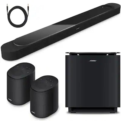 Bose - Home Theater Set Bundle with 1 Lifestyle Ultra Soundbar, 2 Ultra Speakers, & 1 Subwoofer, Aux Cable