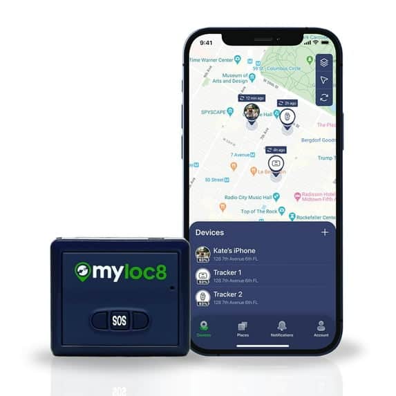 GPS Tracker by Myloc8 – Universal GPS Tracker for Vehicles, Kids, Luggage, GPS Car Tracking Device