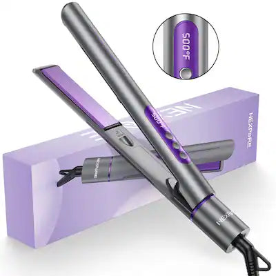 NEXPURE - Ionic Flat Iron 2 in 1 Ceramic Hair Straightener Curling Iron Fast Heating Dual Voltage