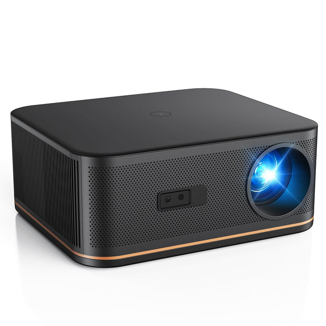 Front. Happrun - 4K Decoding Projector 2000 ANSI Full HD WiFi Bluetooth Auto Focus Home Theater 300 Inch Indoor Outdoor - black.