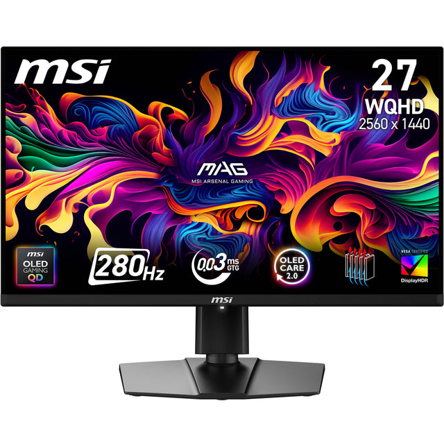 msi 27 WQHD 2560 x 1440 MAG MSI ARSENAL GAMING msi OLED GAMING QD 280 Hz 0.03 ms GTG OLED CARE 2.0 VESA CERTIFIED DisplayHDR msi