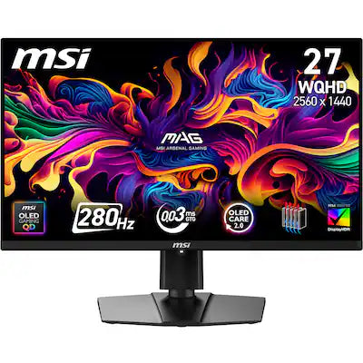 MSI - MAG 271QP QD-OLED X28 27" QHD 280Hz 0.03ms Gaming Monitor with G-SYNC FreeSync Premium Pro TB 400 (HDMI, DP)