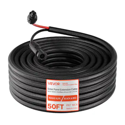 VEVOR - 50FT Solar Panel Extension Cable, 10 AWG, Solar Panel Wire with Flame Retardant Protective Sleeving