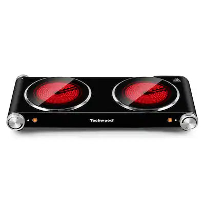 Techwood - 1800w Two Infrared Burners, Infrared Ceramic Stainless Steel Portable Electric Burner For Home Rvs Apartments