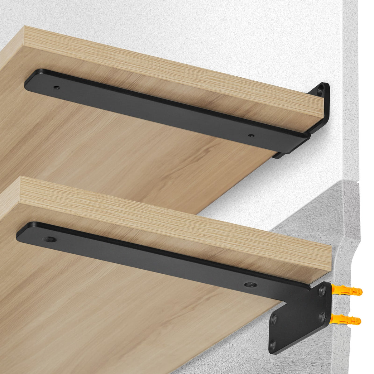 VEVOR - Shelf Bracket, 8”L x 4”W x 1.6”H 6 Pcs, Heavy Duty Floating Shelf Brackets, Brackets for Shelves, 5mm Thick Matte - Black
