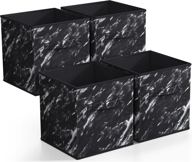 Front. Sorbus - Sorbus Foldable Storage Cubes, 6 Fabric Baskets for Organizing Pantry, Closet, Shelf, Nursery, Playroom, Toy Box - Marble Black.