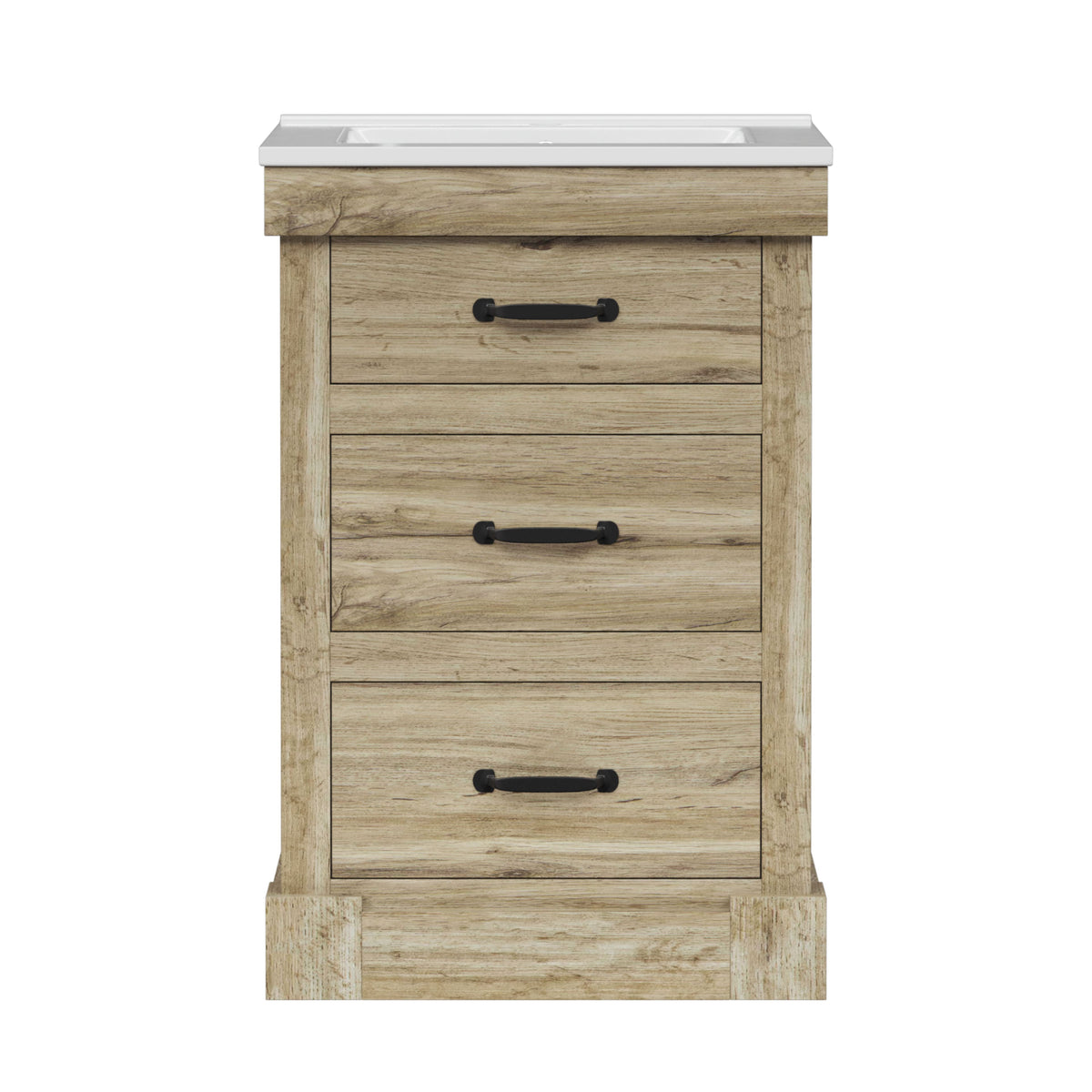 Teamson Home - Donovan 24" Single Bathroom Vanity with Two Drawers, Light Oak - Natural