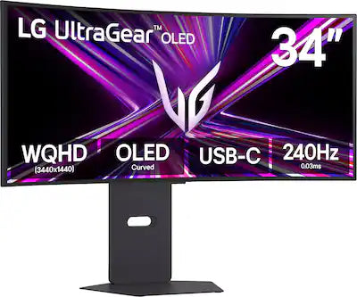 LG - UltraGear 34" OLED Curved WQHD 240Hz 0.03ms AMD FreeSync Premium Pro Gaming Monitor with HDR (DisplayPort, HDMI, USB-C)