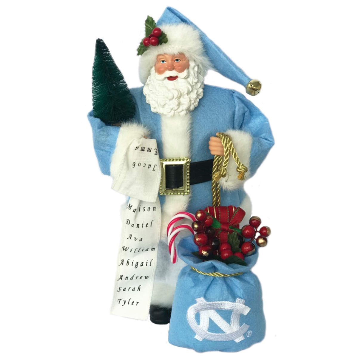 Santa's Workshop - Carolina Blue North Carolina Tar Heels 12'' Santa - Light Blue