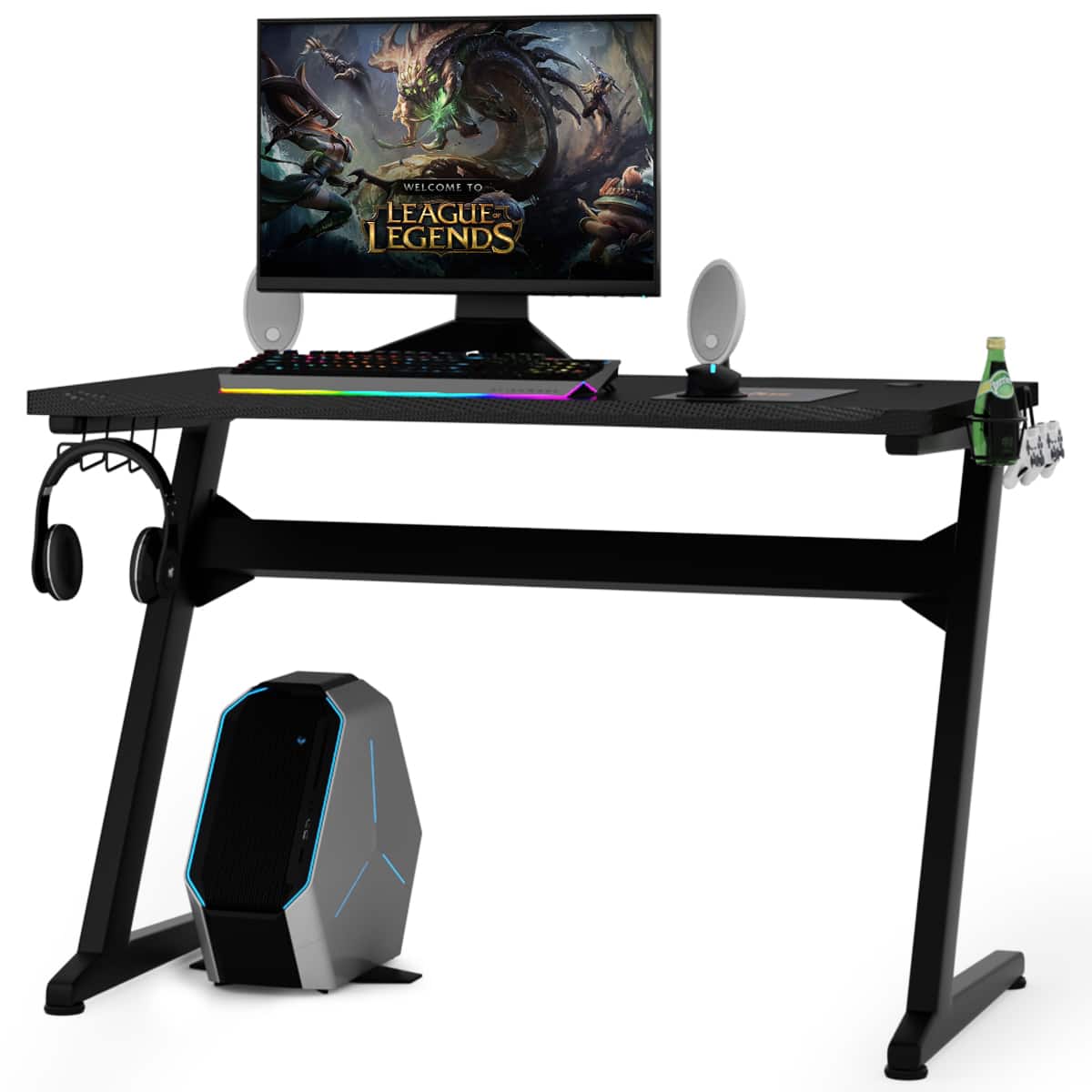 Costway - Gaming Desk with Mousepad - Black