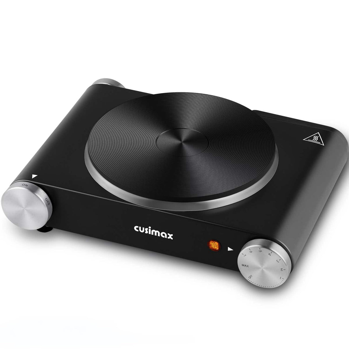 Cusimax - 1500W Single Burner Electric Stainless Steel Temper Control Hot Plate For Types Cookware RV Home Camping Coffee - Black