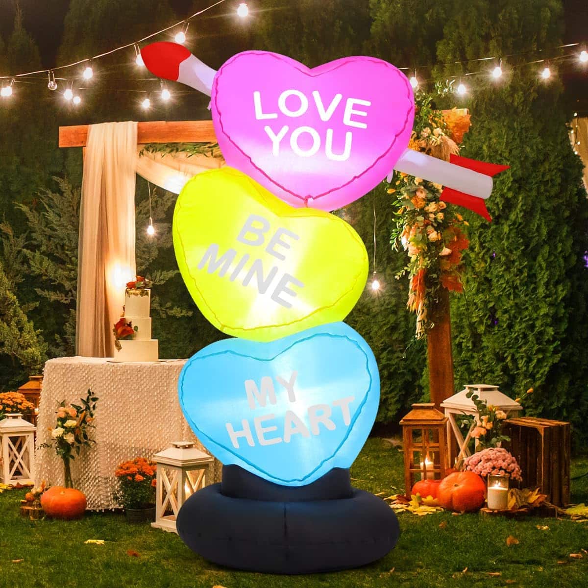 GOOSH Inflatables - GOOSH 4FT Valentines Day Heart Trio with LED Lights - Multi