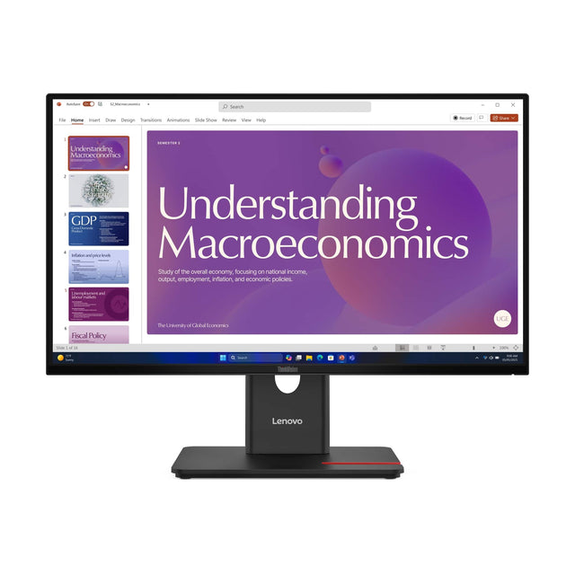 N Search - Fde Hsm isem (o Design Tansttione Aniimations Slide Show Seview View melp Nevos Share d cEmeiE. - Understanding Macroeconomics . Ae  GDP  - Understanding Inflation and prices  Macroeconomics | Study of the overall economy focusing on national income, output, employment, inflation, and economic policies. 1  ael tho  Fiscal Policy S a  The University of Global Economics UGE I .. - - - -  Lenovo