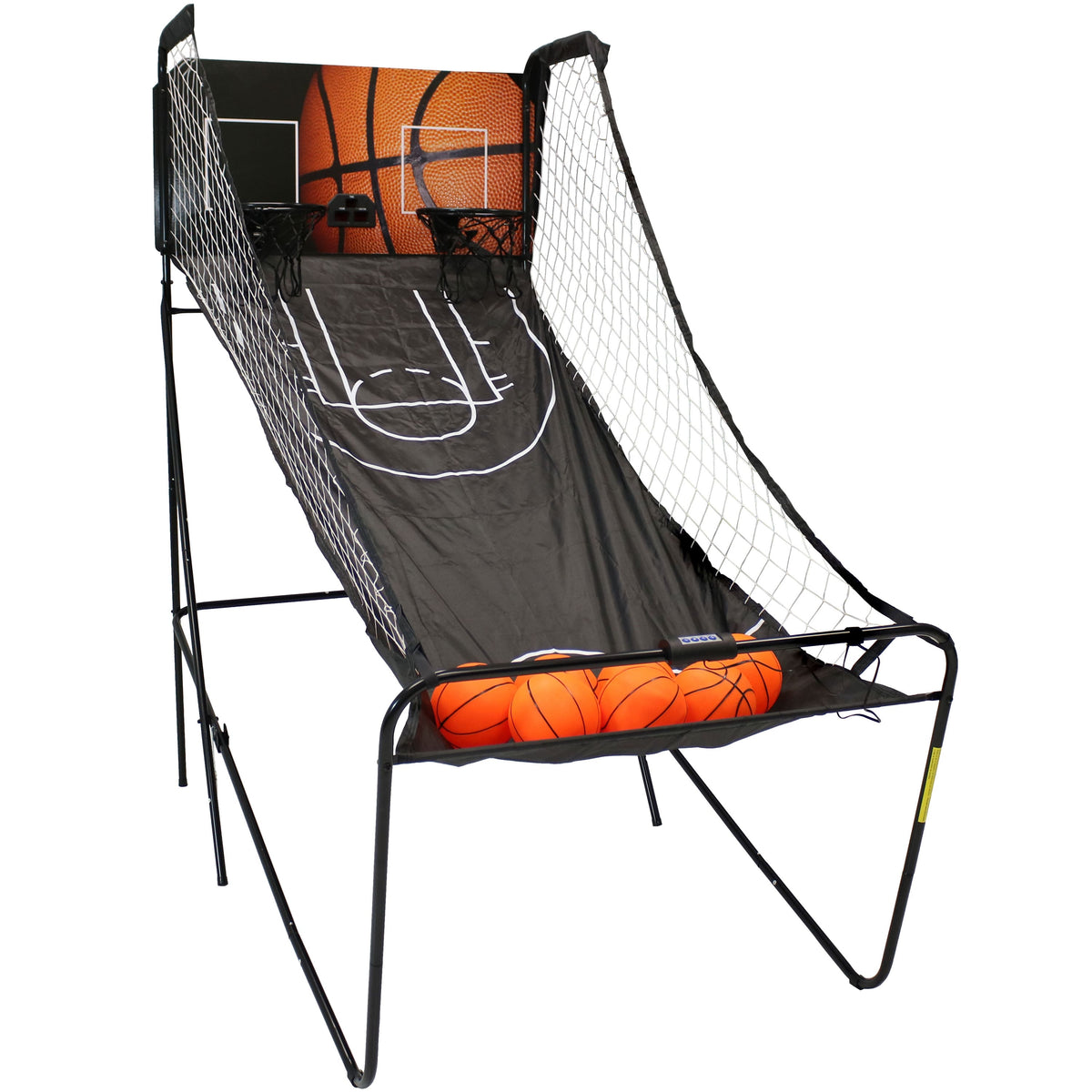 Sunnydaze - 81 in Folding Indoor 2-Player Arcade Basketball Game with Scorer - Black