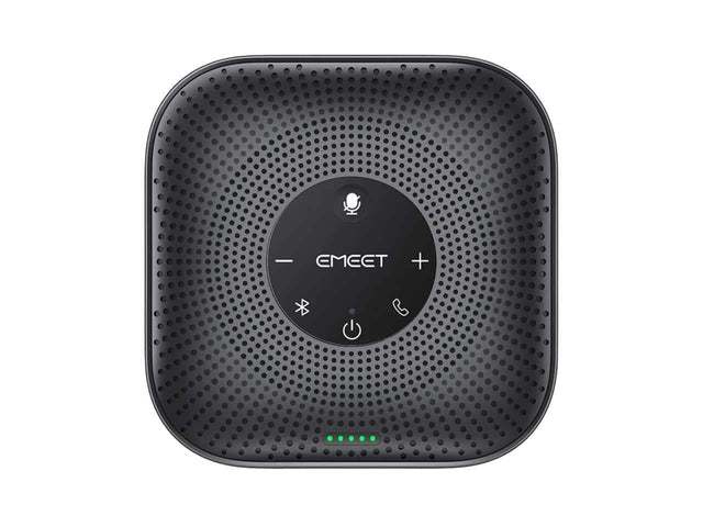 Front. EMEET - EMEET M0 Plus Wireless Speakerphone, 4-Mic 360° Pickup, VoiceIA 4.2 Noise Cancel, Daisy-Chain 16, BT 5.0 - Black.