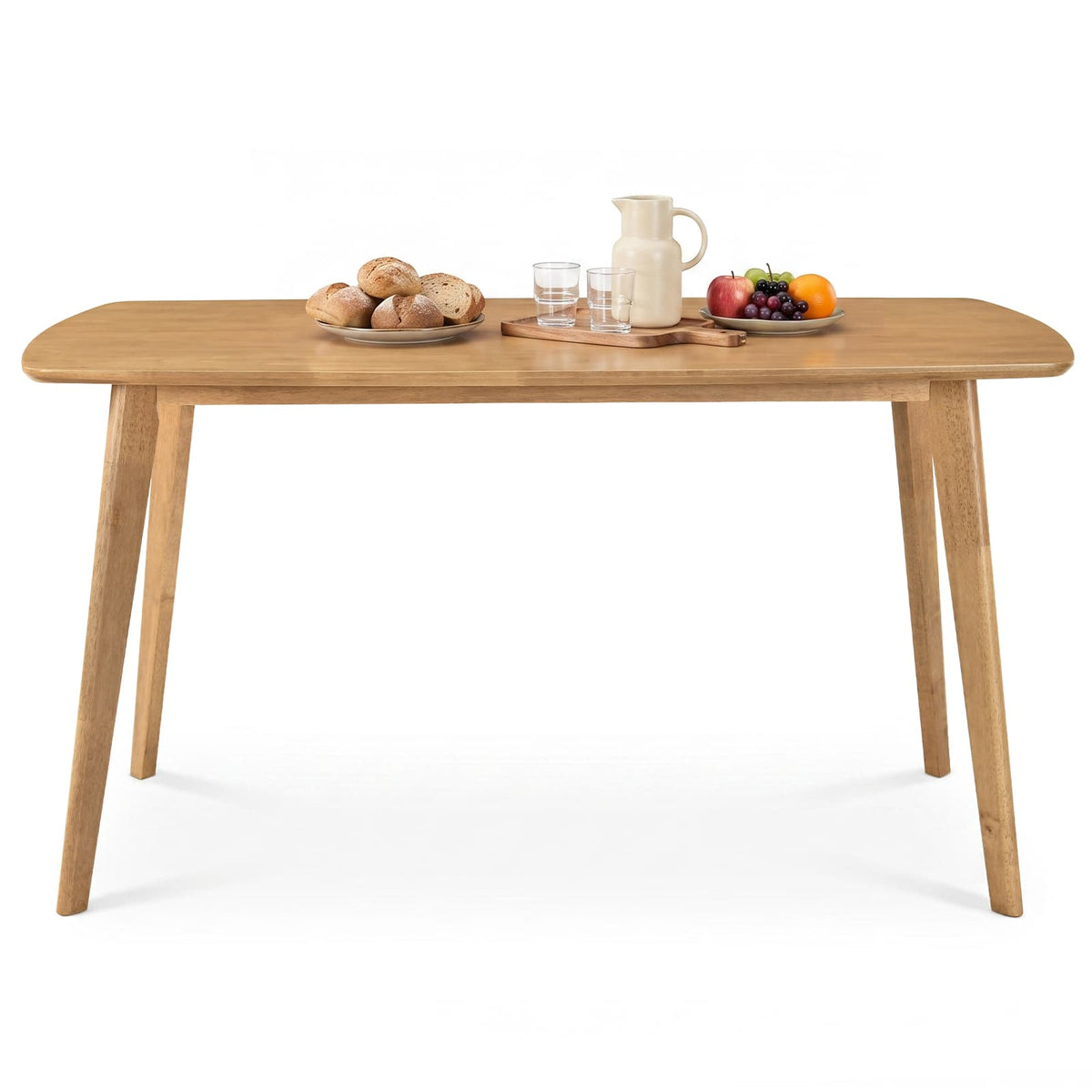 Costway - 55" Solid Wood Dining Table with Rounded Edges, Heavy-duty, Loads up to 220 Lbs - Natural