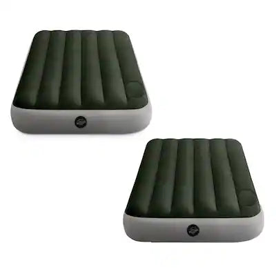 Intex - Dura-Beam Standard Downy Air Mattress w/Built-In Foot Pump, Twin, 2 Pack