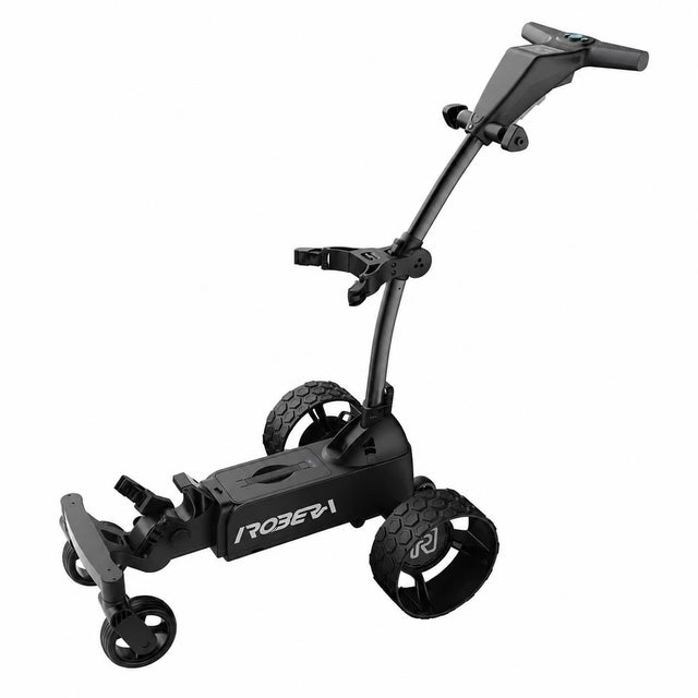 Front. Robera - AI Electric Golf Push Cart w/ Auto Follow, Dual Brushless Motors, 45-Hole Battery, Anti-Tipping, Foldable Design - Black.