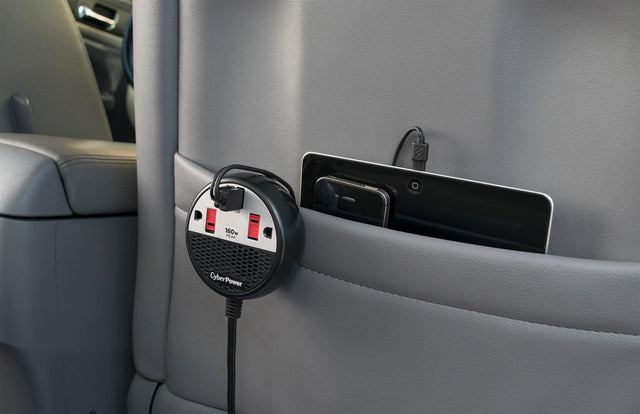 Front. CyberPower - 160W Car Power Inverter with  2 Outlets and 2 USB ports - Black/Red.