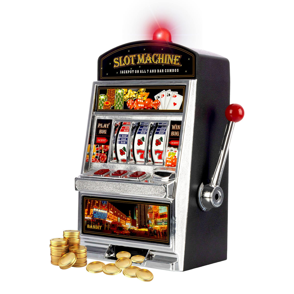 Trademark Games - Real Slot Machine Las Vegas Casino Slots with Flashing Lights and Jackpot Sounds Accepts 98-Percent of World Coins