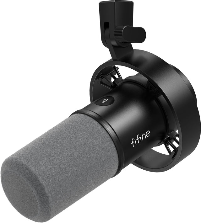Front. FIFINE - FIFINE-XLR/USB Podcast Recording PC Microphone for Vocal Voice-Over Streaming, Studio Metal Dynamic Microphone - Black.