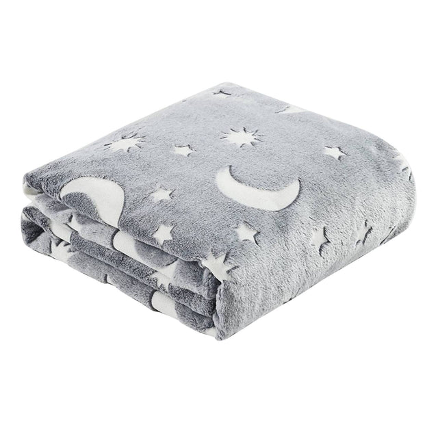 Front. Noble House - Star Moon Micro Plush All Season Throw Blanket 50" X 60" Gray by Plazatex - Multicolor.