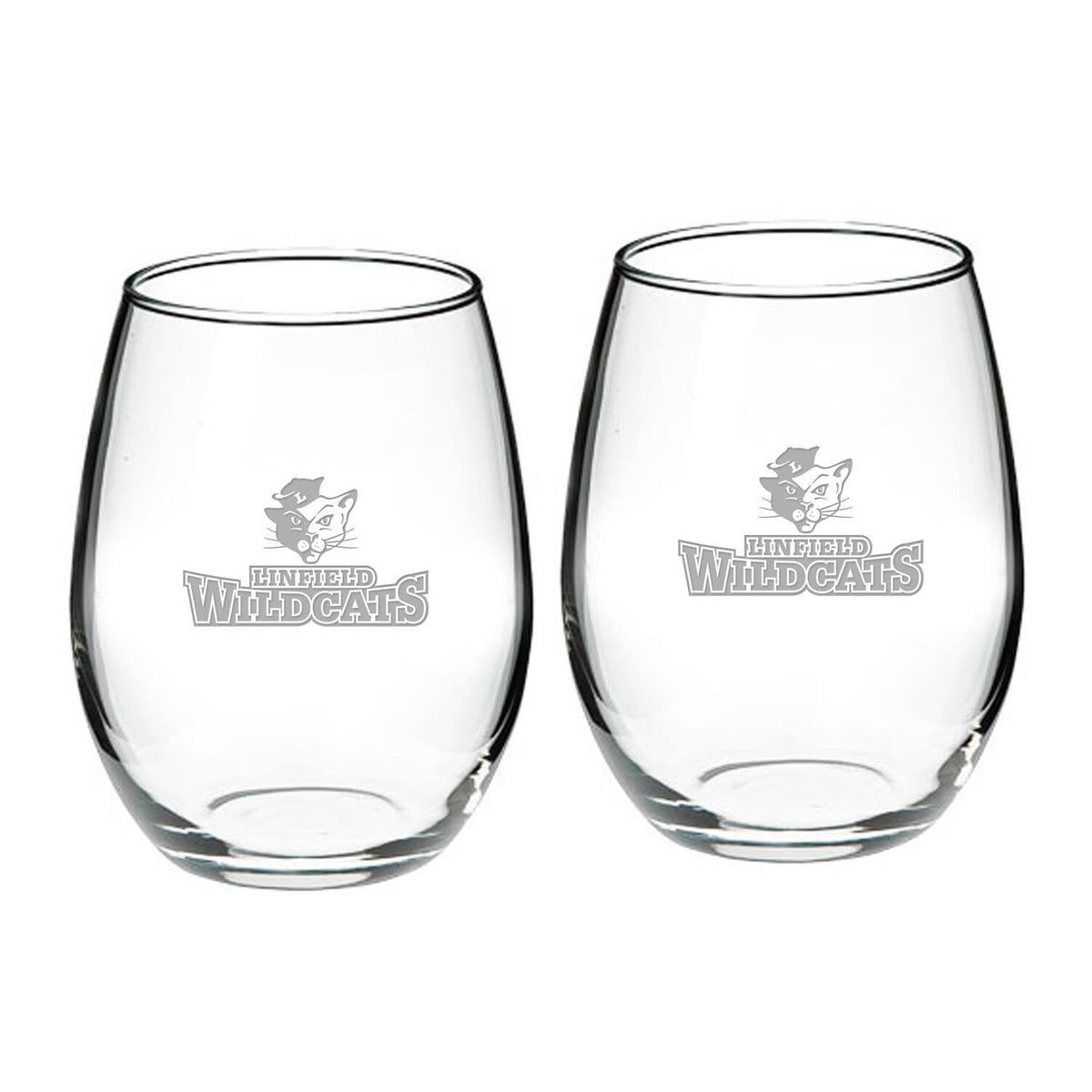 Jardine - Linfield Wildcats 21oz. 2-Piece Stemless Wine Glass Set - Multicolor