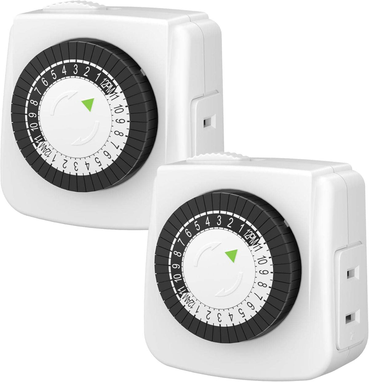 BN-LINK - 24-Hour Mini Plug Timers, 2-Prong, Indoor Use, 2-Pack, Programmable for Lamps, Fans, LED Lights, Fish Tanks - White
