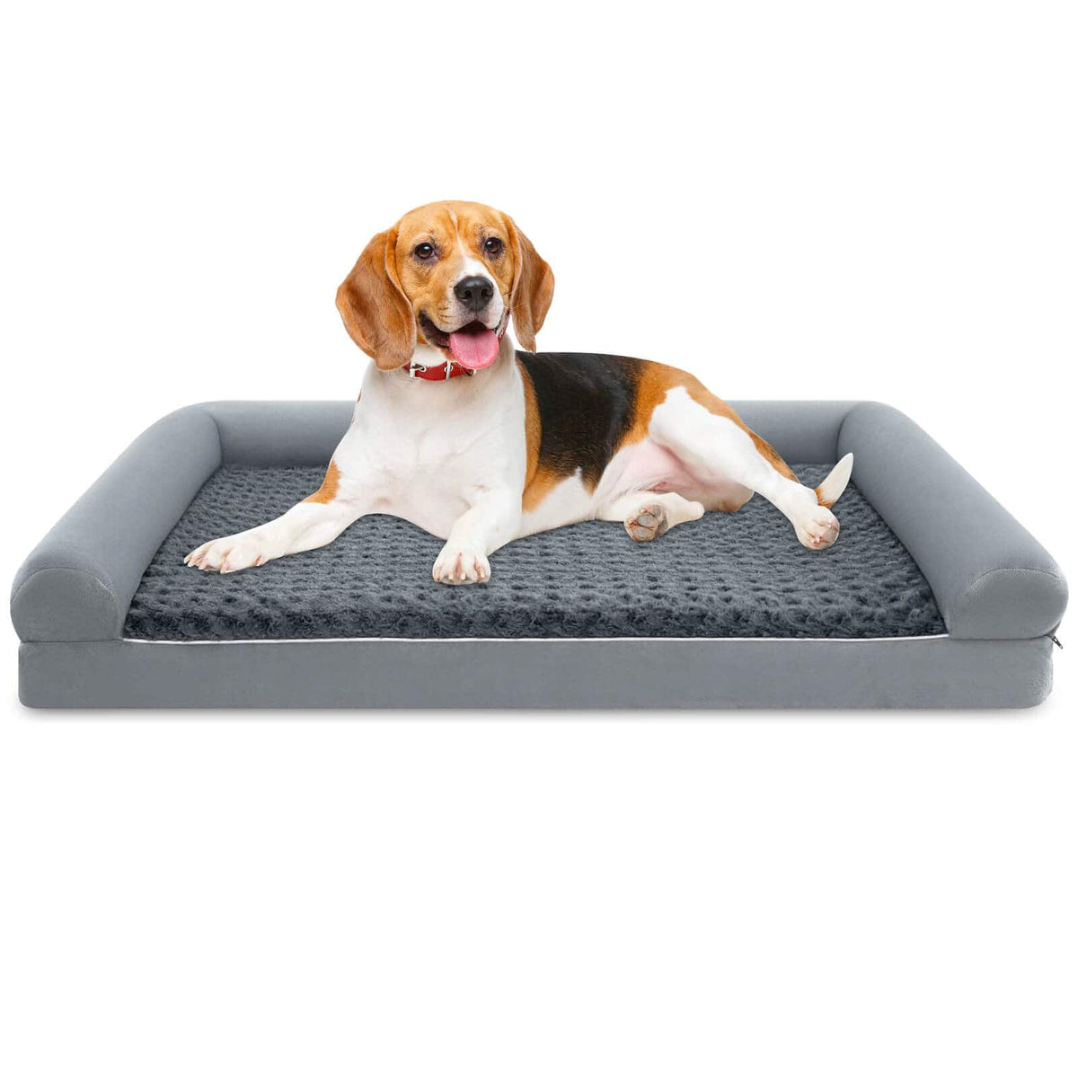 Costway - L Sized Large Pet Bed with Orthopedic Egg Crate Foam Removable Washable Cover - Gray