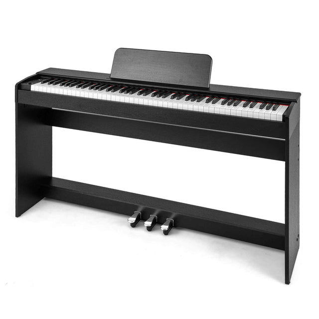 Front. Costway - Costway 88-Key Hammer Action Weighted Keyboard Electric Piano with  Stand & Triple Pedals - Black.