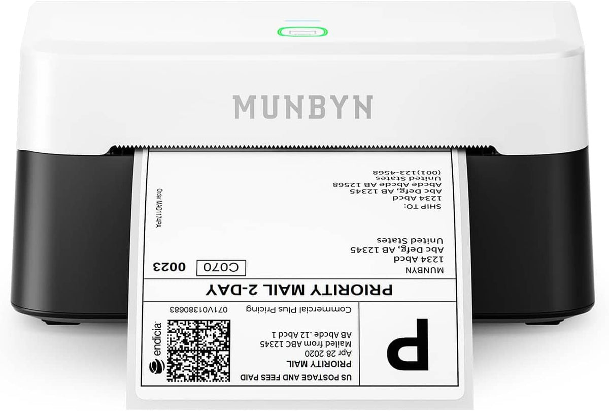 MUNBYN - Bluetooth Thermal Label Printer RW403B Wireless 4x6 Shipping Label Printer for Android iPhone Windows Mac - Black