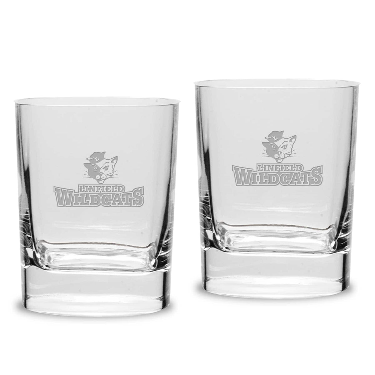 Jardine - Linfield Wildcats 11.75oz. Square Double Old Fashioned Glass Set - Multicolor