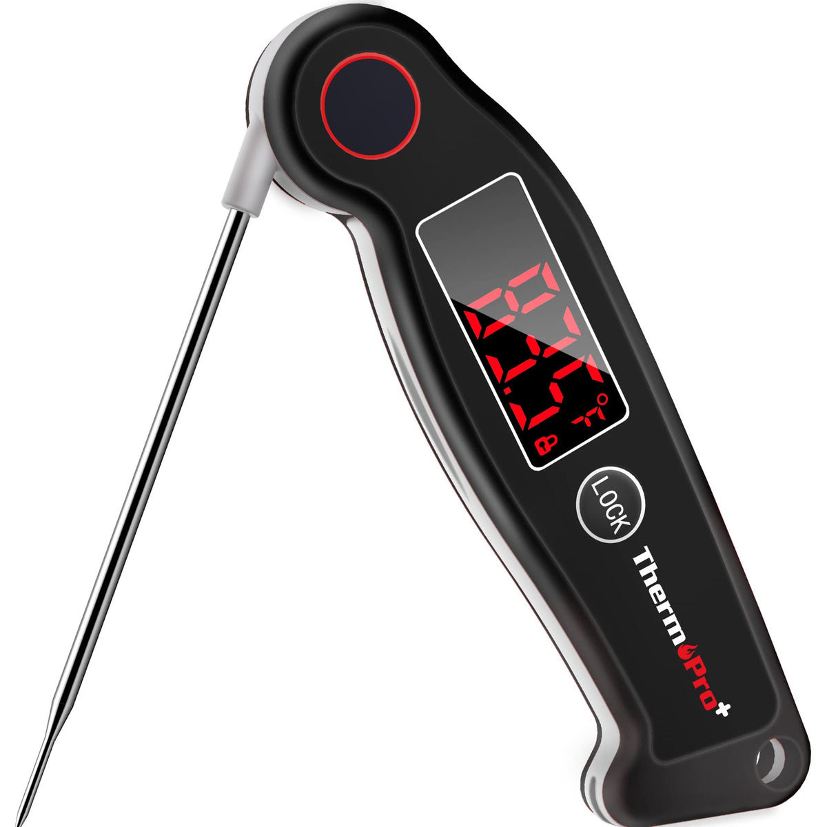 ThermoPro - TP19W Waterproof Digital Meat Thermometer with Magnet, LED Display - Food, Candy, Grill, Kitchen Use - Black
