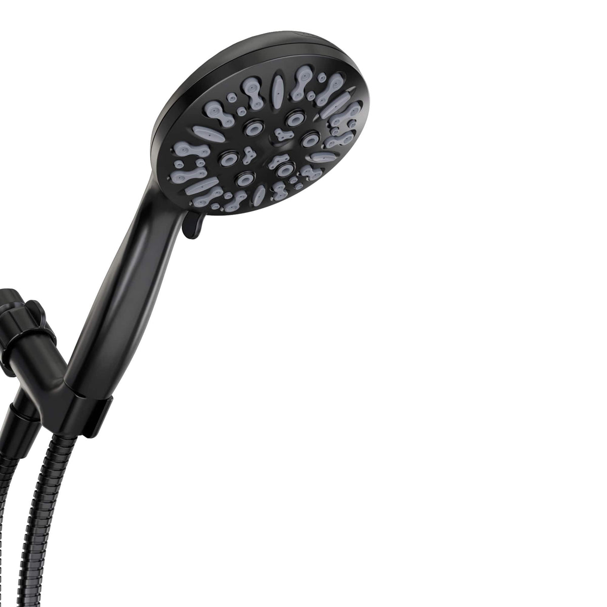 Akicon - High Pressure Handheld Shower Head 9-Setting with 60" Stainless Steel Hose 2.5 gpm - Black