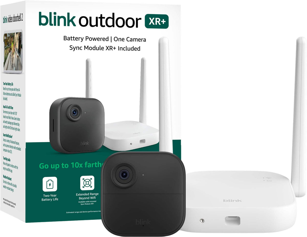 Blink - Outdoor XR+ — Extended Range Battery-Powered Outdoor 4 Camera with 10x security coverage — 1 camera system - Black