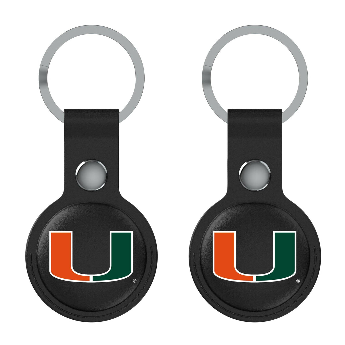 Keyscaper - Miami Hurricanes Leatherette AirTag Holder 2-Pack - No Size - Black