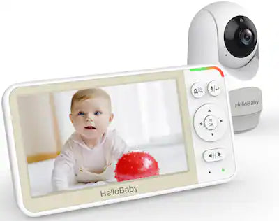HelloBaby - HB6256 Video Baby Monitor with Remote Pan-Tilt-Zoom, 1000ft Range, 5.0" LCD, Night Vision