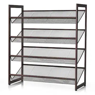 Costway - 4-Tier Shoe Rack Adjustable to Flat Slant Shoe Organizer Holder Stand