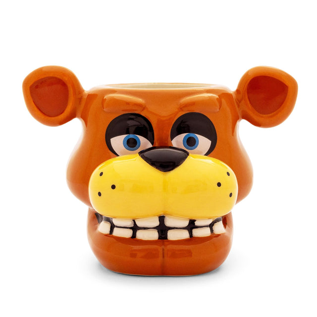 Front. Silver Buffalo - Five Nights At Freddy's Freddy Face Sculpted Ceramic Mini Mug | Holds 2 Ounces - Brown.