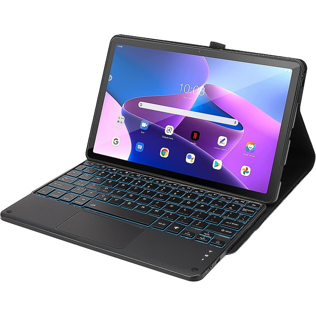 SaharaCase - Keyboard Folio Case for Lenovo Tab M10 Plus (3rd Gen) - Black
