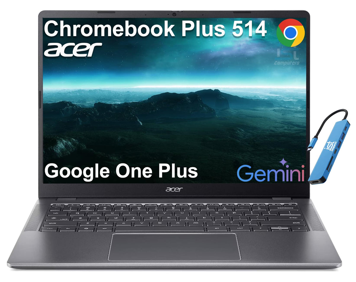 Acer - Chromebook Plus 514 14" FHD+ Touchscreen Laptop with Google AI - Intel Core 3 - 8GB RAM - 512GB Storage - Backlit - Steel Gray