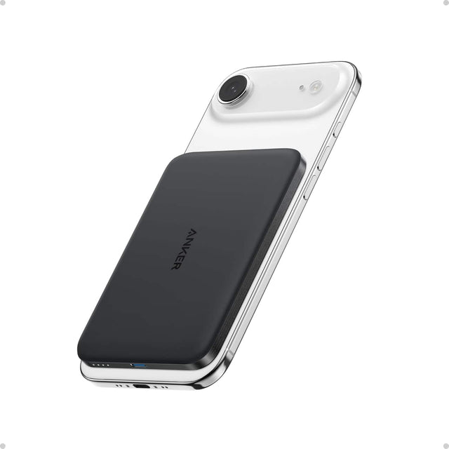 Front. Anker - Nano Power Bank, Ultra-Slim 5,000mAh Magnetic Battery Pack, 15W Max Ultra-Fast MagSafe-Compatible Portable Charger - Black.