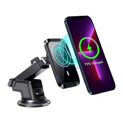 Entronix - Magnetic Suction Cup Car Phone Holder with Fast Wireless Charging