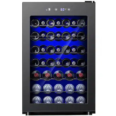 SIMZLIFE - 45 Bottle Wine Cooler Refrigerator,Built-in Wine Fridge with Stainless Steel Glass Door,Ideal for Home, Kitchen & Office