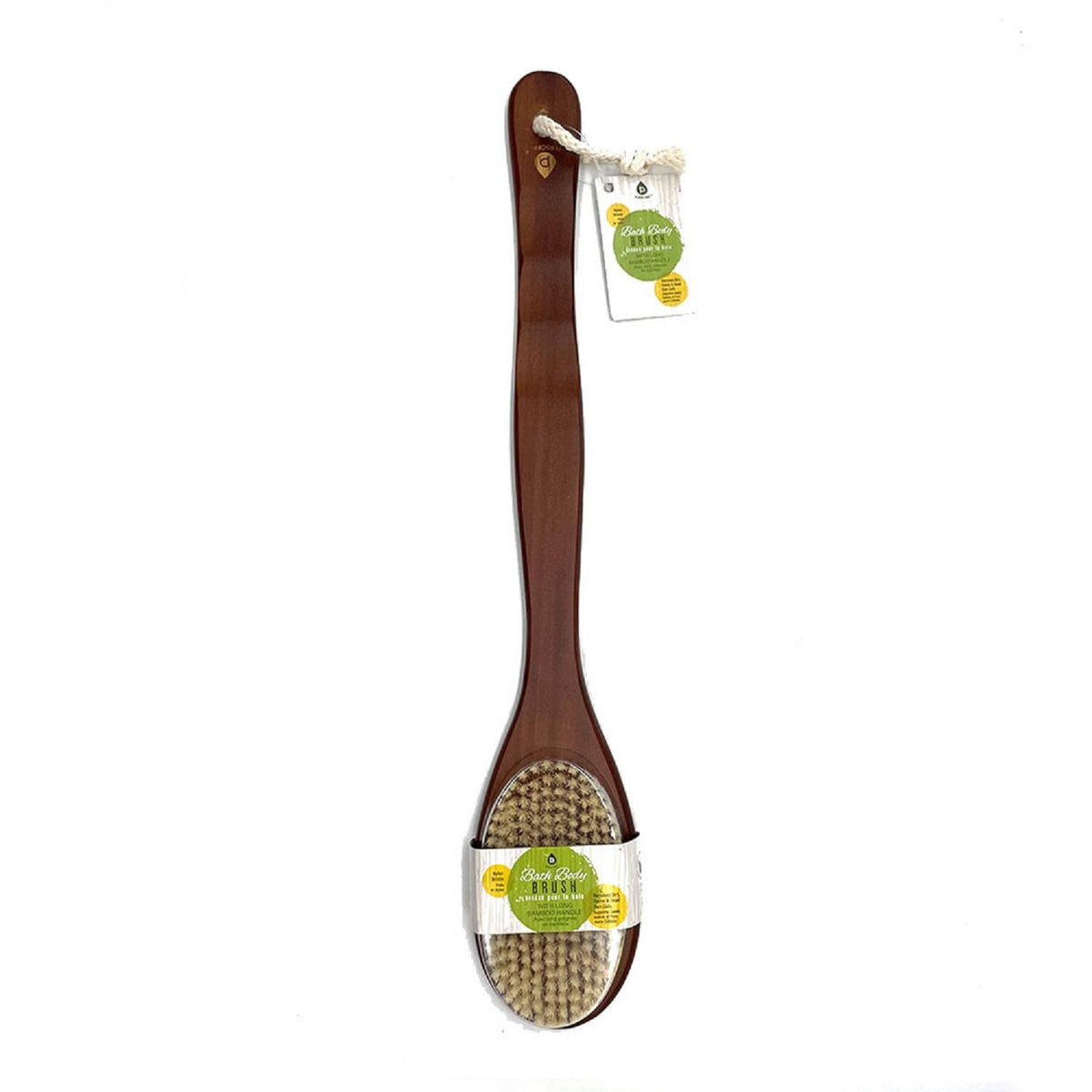 Pursonic - Bath Body Brush With Long Bamboo Handle