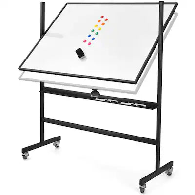 Costway - 48''x36'' Mobile Magnetic Double-Sided Reversible Whiteboard Height Adjust