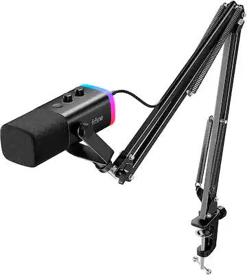 FIFINE - AM8T Gaming Microphone Bundle – Studio-Quality Sound, USB/XLR, RGB Lighting, Arm Boom Stand