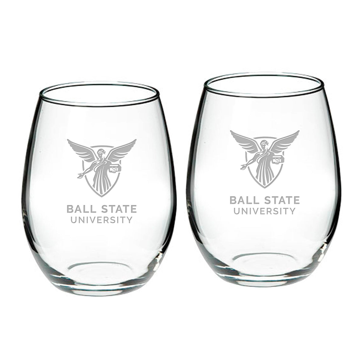 Jardine - Ball State Cardinals 21oz. 2-Piece Stemless Wine Glass Set - Multicolor