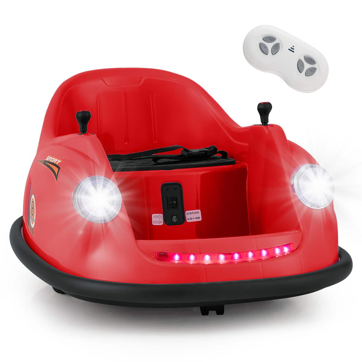 Gymax - 12V Electric Kids Ride on Bumper Car Battery Powered Bumping Car w/ Remote Control - Red