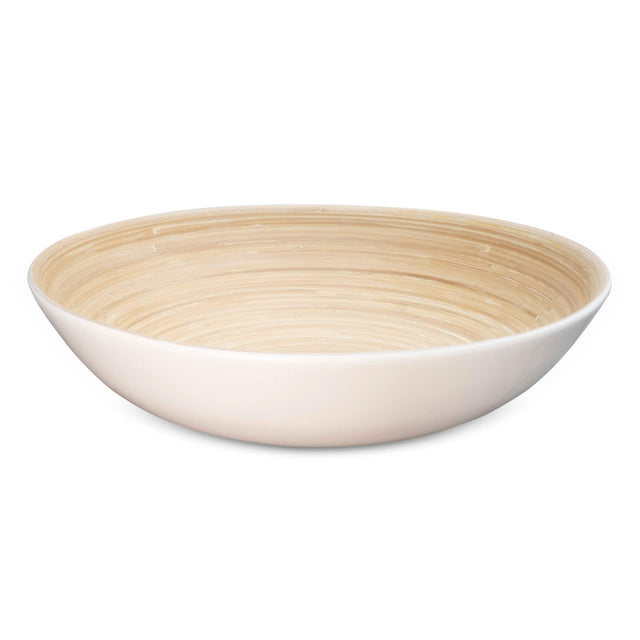 Front. Lexa - Bamboo Salad Bowl, 14 Inch, White - White.